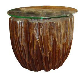 Lotus End Table carved from a single piece of wood