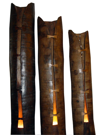 Palm Lamps made from recycle palm, normally burnt for disposal