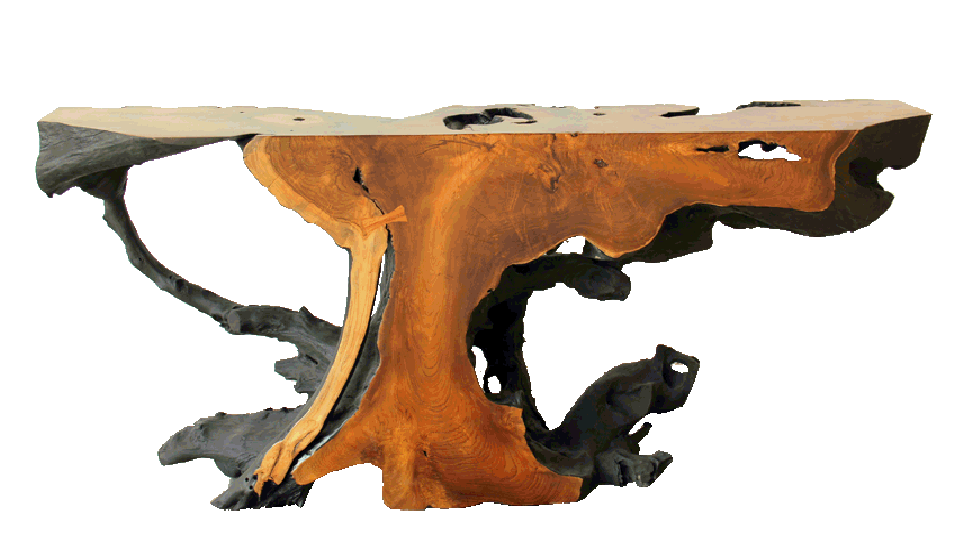 teak organic console made from reclaimed teak root