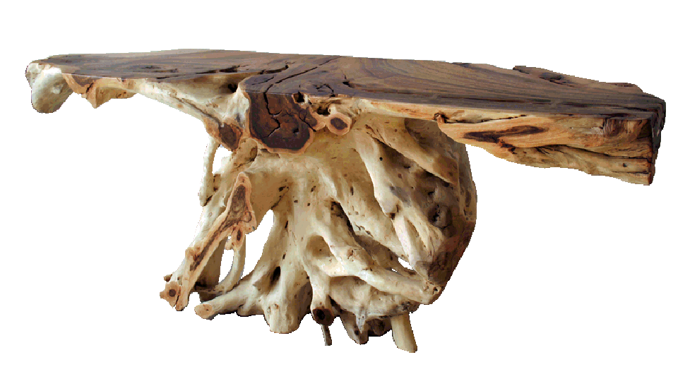 organically shaped acacia console