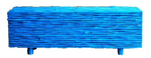 blue stick bench made from reclaimed wood