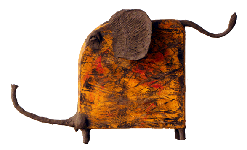 Chin friendly elephant made with reclaimed materials