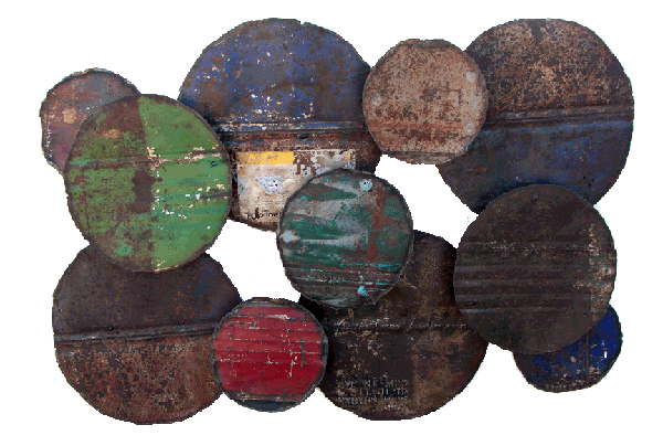 metal wall art made with recycled oil drums