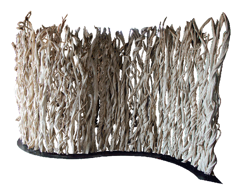 room divider made with tropical vines pictured in a wave format