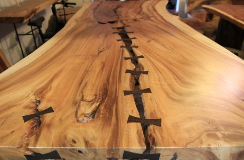 free edge or live edge table with dovetails