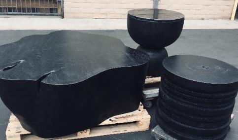 heavy natural wood coffee table and occasional tables